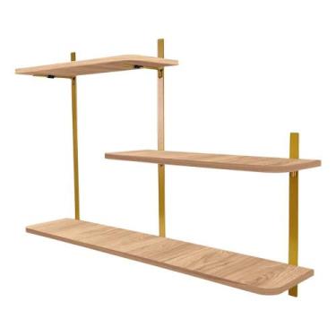 Imagem de Nicho Prateleira Parede Leeds Decoração - Loja da Isa, Dourado/Jade