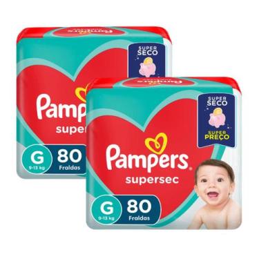 Imagem de Kit 2 Fraldas Pampers Infantil Supersec G com 80 fraldas