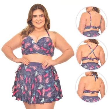 Imagem de Conjunto de Biquini Plus Size Conforto com Saia 2 em 1 Até o 56 - Dulc