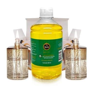 Imagem de Kit 2 Lamparinas Decorativa Sonhos Dour + 500Ml De Citronela - Velas b