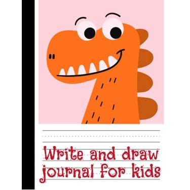 Imagem de Write and draw journal for kids: Primary story journal dotted midline and picture space. Early Creative Story Book for Kids. Grades k-2. Large ... Pages. Cute smiley dinosaur on the cover.