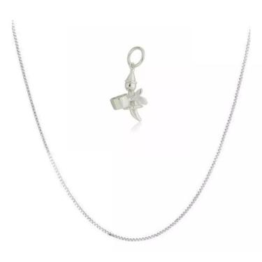 Imagem de Corrente Infantil Pingente Fadinha Para Colar Dentinho Prata 925 kl - 