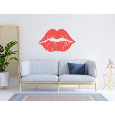 Imagem de Adesivo De Parede Beijo Boca Quarto Sala Decoração Beleza Delicado - A