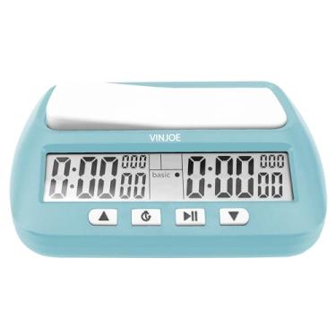 Imagem de VINJOE Relógio de xadrez digital profissional para jogos de tabuleiro, relógio de xadrez digital portátil e temporizador de jogo com recursos básicos, bônus, atraso e tempo positivo, melhores