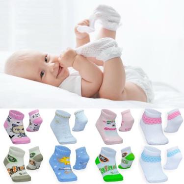 Imagem de Kit atacado 12 pares de meias de bebê em aldodão meia infantil menino 