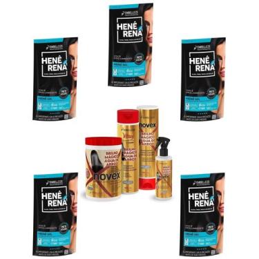 Imagem de Hene Em Gel Rena Preto Cafe 05x180gr Pouch+Brilho Magico Agua de Arroz