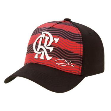 Imagem de Boné Flamengo SuperCap Zico Aba Curva Listrado Oficial, Único, Vermelh