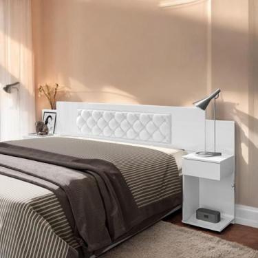 Imagem de Cabeceira Ajustável Arabella Branca com Capitonê Branco - Mobiliar Hom