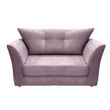 Imagem de Namoradeira Decorativa Isis Suede Rose Pés Madeira Ms Decor - Mansão D