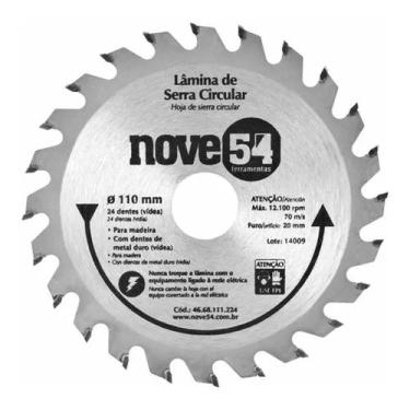 Imagem de Disco Lâmina de Serra para Madeira Circular 110 X 20 Mm 24 Dentes Nove