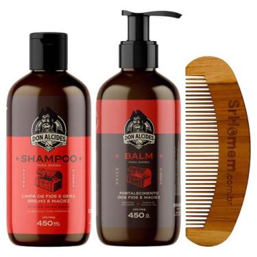 Imagem de Kit Shampoo Balm 450ml Barba Negra e Pente Curvo Don Alcides
