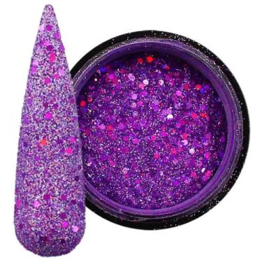 Imagem de Mix de glitter refletivo dark pink holográfico 2g mix da jo