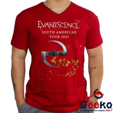 Imagem de Camiseta Evanescence 100% Algodão Rock Geeko, Vermelho gola v, G