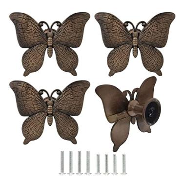 Imagem de Puxadores de gaveta de borboleta, 4 peças, moda vintage, em forma de borboleta, armários, armários, mesas de cabeceira, estantes, armários, cômoda, decoração de móveis, alça para cozinha, quarto