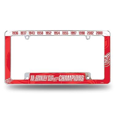 Imagem de Rico Industries Moldura de placa automotiva NHL Detroit Red Wings Multi Champ 30,48 cm x 15,24 cm cromada para carro/caminhão/SUV