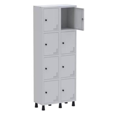 Imagem de Roupeiro De Aço Light 8 Portas Cinza Para Cadeado - Pandin