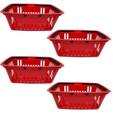 Imagem de kIT 4 Cesta Cestinha Mercado Supermercado Reforçada - Plasnew