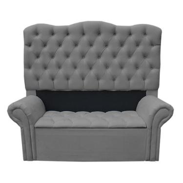 Imagem de Kit Cabeceira + Recamier Baú Agnes Para Cama Box Casal King 195 Cm - S