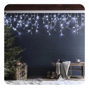 Imagem de Luz de Natal Cascata 400 Lâmpadas Led Branco Fio Branco Bivolt 10m  - 