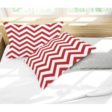 Imagem de Par de Fronhas Estampa Chevron Vermelho e Branco - Core Decore
