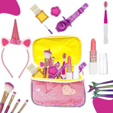 Imagem de Maquiagem infantil com maleta sombra batom pincel presente