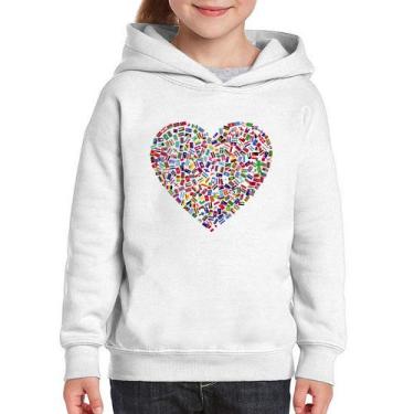 Imagem de Moletom Infantil Coração Bandeiras - Foca na Moda, Branco, 12
