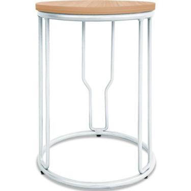 Imagem de Banco Banquinho Baixo Redondo Uganda Cozinha Área De Lazer Branco - Ge