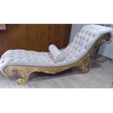 Imagem de Chaise Marrocos Entalhada e Tecido Capitonê + Acabamento Tachas- Tommy