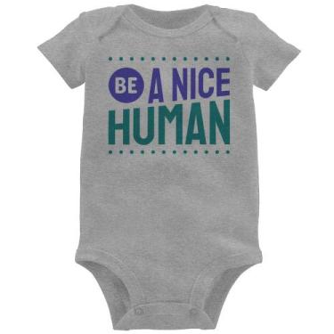 Imagem de Body Bebê Be A Nice Human  - Foca na Moda, Cinza, G
