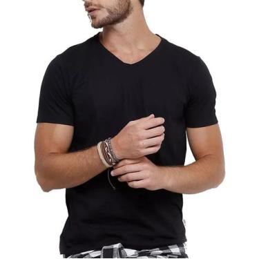 Imagem de Camiseta Gola V Masculina Liso Algodão Camisa Atacado - Vesttuario, Pr