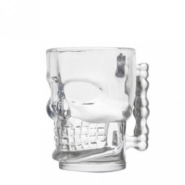 Imagem de Caneca de vidro para chopp e cerveja caveira rock style 500 ml transpa
