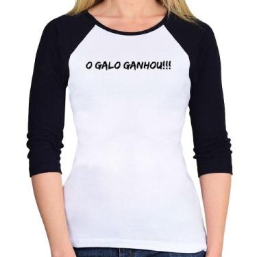 Imagem de Baby Look Raglan O GALO GANHOU!!! Manga 3/4 - Foca na Moda, Branco, Pr