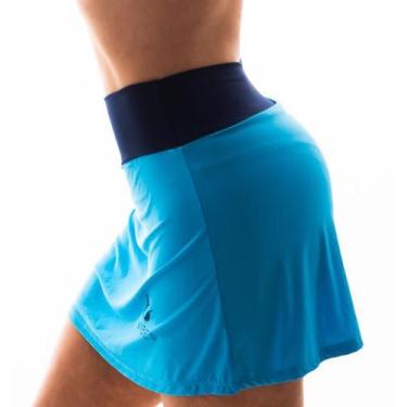 Imagem de Short saia de beach tennis azul claro com cós azul marinho UV50+ - Vib
