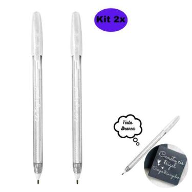 Imagem de Caneta em Gel Cis Trigel 0.8mm Branca Pastel Kit c/ 2 Unidades