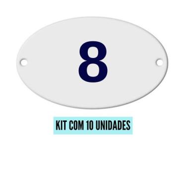 Imagem de Kit Com 10 Números Oval PVC  Numerador 1 ao 20 - Danti, Número 8 - 10 