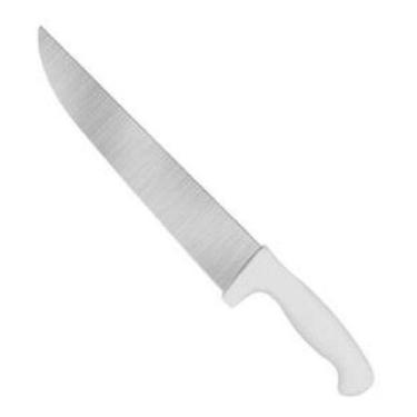 Imagem de Faca Em Aço Inox Com Cabo Branco N10 Açougueiro Profissional Cortar Ca