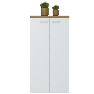 Imagem de Armario Multiuso Tampo Tamburato 70cm TOK Olmo Branco ARTY - Milani St