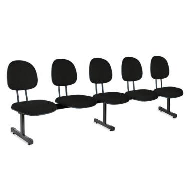 Imagem de Longarina Executiva Turim 5 Lugares s/br - Flex Cadeiras, Preto