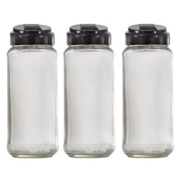 Imagem de Kit Potes De Vidro 550ml 3Pç Para (Açúcar/Café/Farinha) Com Tampa Polv