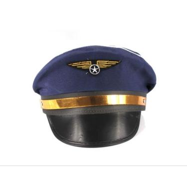 Imagem de Quepe De Aviador Chapeu Luxo Piloto Azul Cosplay Festas - CM Presentes