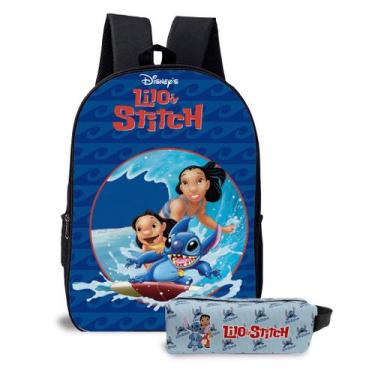 Imagem de Kit Mochila e Estojo Escolar Infantil Desenho Stitch Unissex - Use Thu