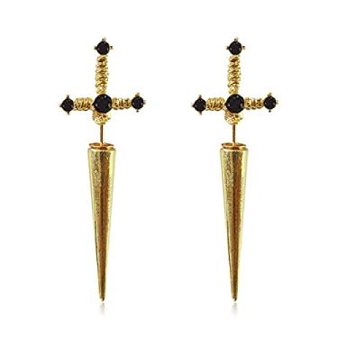 Imagem de TIANHONGYAN Brincos de espada gótica com espada e punhal, exclusivos, descolados, cruz, hip hop, punk, punhal, para mulheres, meninas, homens, joias presentes, Metal