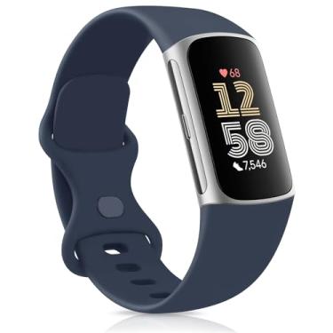 Imagem de Meliya Pulseiras esportivas de substituição para Fitbit Charge 6/Charge 5 (azul abyss, grande)