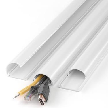 Imagem de ZhiYo Escondedor de cabos 259.1 cm (6 x C 17 pol) para 2-4 cabos, capas de cabos para fios na parede, capas para cabos de parede de TV, capa de cabo de parede para cabos, canal de cabos branco L 3,5