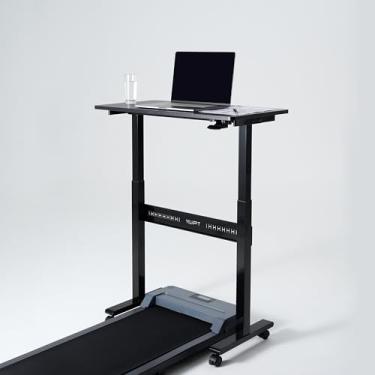 Imagem de YILIFT Mesa de pé não elétrica com elevação automática, sem puxadores ou manivela, sem fio, rolamento e móvel, ótima para caminhada, altura ajustável 71 a 119 cm, tamanho de mesa 70 x 30 cm, cor preta
