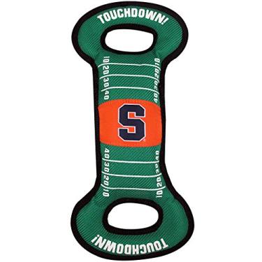 Imagem de Pets First Brinquedo para cães de campo de futebol NCAA com apito – Laranja Syracuse – para puxar, jogar e buscar. – Brinquedo de PET resistente e durável
