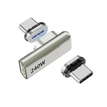Imagem de Tciogrxp Adaptador USB-C 240W, extensor USB C magnético de 90 graus, 2 pontas de conector, USB4 40Gbps 8K 60Hz, compatível com Thunderbolt 3/4 MacBook Pro/Air Laptop PC
