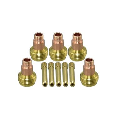 Imagem de RIVERWELD Lente de gás TIG corpo de pinça atarracada 45V26S TIG pinça de cunha curta 4C332GS 3/32'' 2,4 mm kit para DB SR WP 17 18 26 TIG tocha de soldagem 10 peças