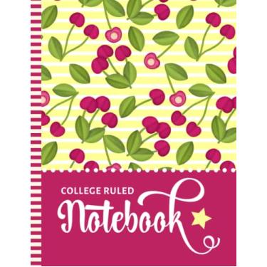 Imagem de College Ruled Notebook: Large 8.5x11 Composition Book / 100 Sheets (200 Pages) / Numbered Pages/Note Taking Gift For Back To School - Writing/Red ... Fruit Food Art Pattern on Pastel Yellow