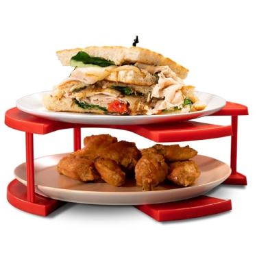 Imagem de DoubleWave Empilhador de pratos de micro-ondas 2 em 1 | Empilhador de placas de micro-ondas de duas camadas para melhor conveniência | Empilhador de pratos aquecidos para uso confiável e seguro |